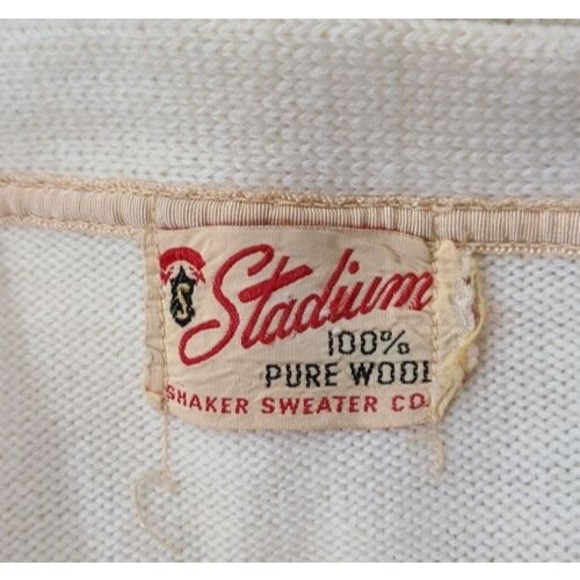 Vintage Stadium Shaker Co 100% Wool Varsity Sweater "B" Cardigan - Picture 10 of 10